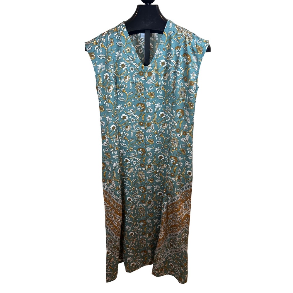 Pure Jill J. Jill Teal Floral V-Neck Viscose Rayon Midi Dress Small WDR272741